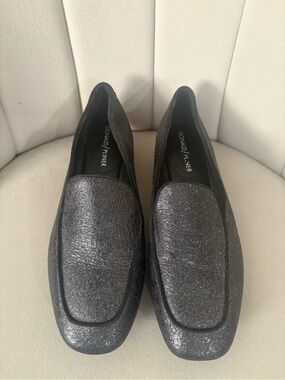 Donald J. Pliner Shimmering Black Metallic Loafers